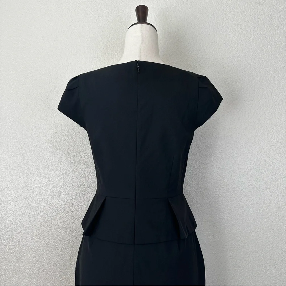 J. Crew Wool Blend Black Peplum Waist Dress, Size 4